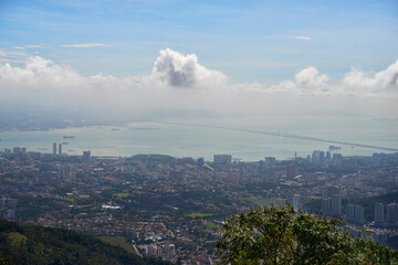 Fototapeta premium Aerial panorama cityscape of Georgetown, the capital city of Penang state Malaysia popular tourism destination