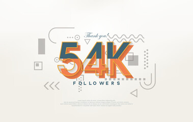 54k followers Thank you, with colorful cartoon numbers illustrations.