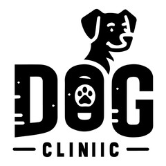 Dog Clinic Vector Logo Concept, Dog Logo Icon vector illustration black color