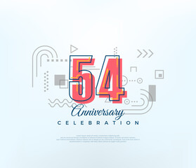 Cartoons number 54th to celebrate birthday. modern vector design. Premium vector for poster, banner, celebration greeting.