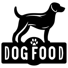 Dog Food vector logo Illustration black color, Dog logo concept, dog vector logo black color silhouette