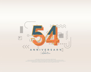 Modern cartoon design. simple for 54th anniversary celebration. Premium vector for poster, banner, celebration greeting.