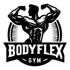 Gym Logo Vector Illustration silhouette black color, bodyflex gym vector silhouette