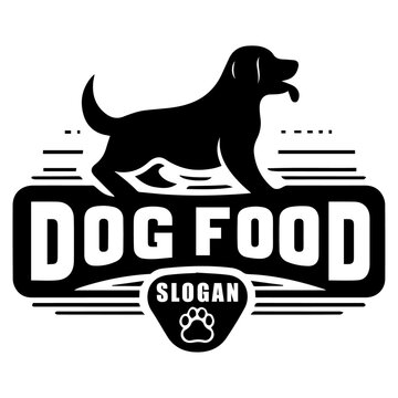 Dog Food vector logo Illustration black color, Dog logo concept, dog vector logo black color silhouette