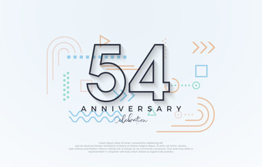 simple design 54th anniversary. with a simple line premium design. Premium vector for poster, banner, celebration greeting.