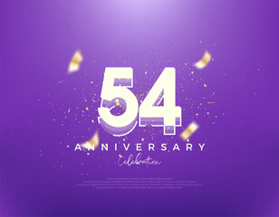 Retro number 54th on a modern blue background. Premium background vector design. Premium vector for poster, banner, celebration greeting.