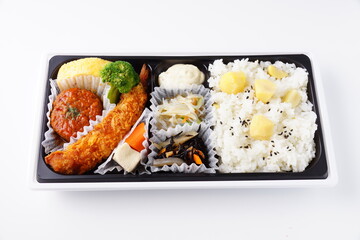 和食栗弁当と海老フライ