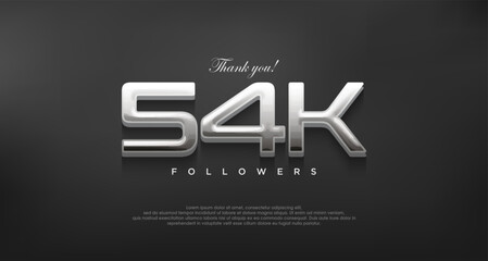 Simple and elegant thank you 54k followers, with a modern shiny silver color.