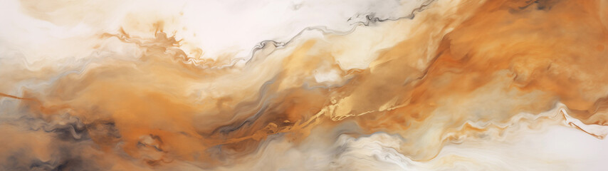 Marble pattern with a flowing feel of black, gold, white and brown, 32:9 ratio