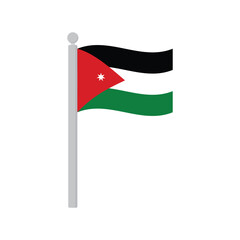 Flag of Jordan on flagpole isolated