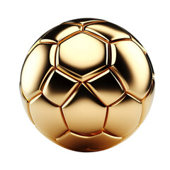 Golden soccer ball isolated on transparent background 
