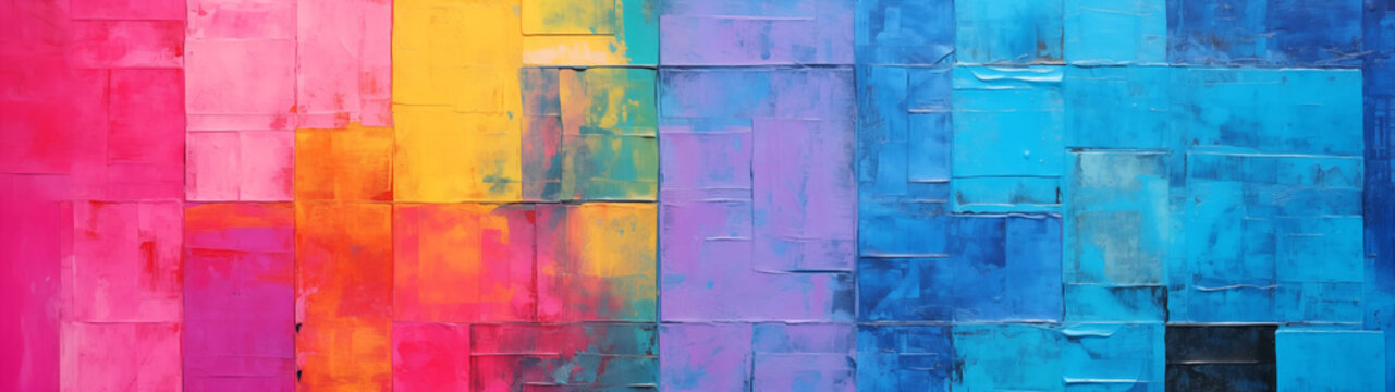 Fototapeta Abstract painting with flowing oil paint in light pastel tones, 32:9 ratio, 8K