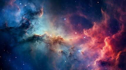 Fototapeta na wymiar A breathtaking view of a distant nebula, AI Generative.