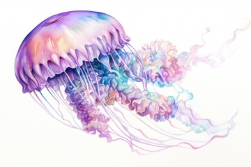 Obraz na płótnie Canvas watercolor Jellyfish Ocean Water Jellyfish watercolor illustration. Medusa painting