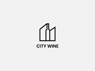 Creative logo icon sign wine and city for your company