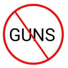 Guns not allowed sign icon, prohibited sign 