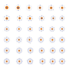 Atomic representation diagram of 102 chemical elements.