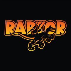Raptor Dinosaur Silhouette Logotype for T Shirt Print