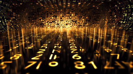 Digital code background. Cybersecurity. Digitalization. Bokeh. Banner. Generated AI. Edited in Photoshop