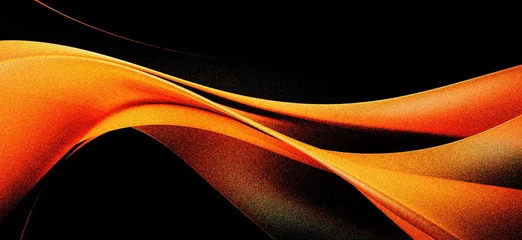Fotobehang orange black wavy gradient background with grain and noise texture for header poster banner backdrop design © fledermausstudio