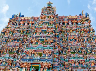 Foto op Canvas Hindu temple gopura (tower). Menakshi Temple, Madurai, Tamil Nadu, India © Dmitry Rukhlenko