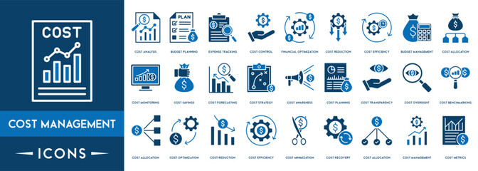 Cost Management icon, Concept of Efficiency, asset, life cycle, system, responsible Vector illustration. - obrazy, fototapety, plakaty