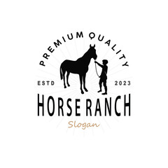 Horse Logo, West Country Farm Ranch Cowboy Logo Design, Simple Illustration Template