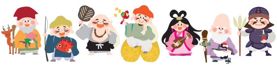 かわいい七福神のベクターイラスト