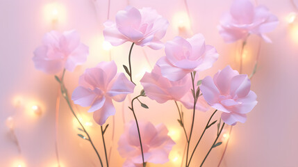 Beautiful flower pattern design, light pink rose flowers, petals are pink and white gradient