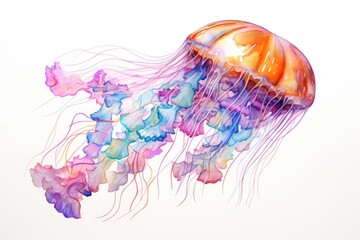 watercolor Jellyfish Ocean Water Jellyfish watercolor illustration. Medusa painting