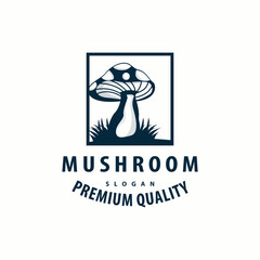 Mushroom Logo, Simple Minimalist Retro Plant Silhouette Plantation Design Business Brand