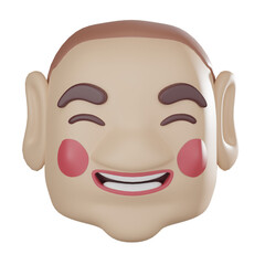 Chinese Smiling Mask Man Celebrating Traditional New Year in 3D render.