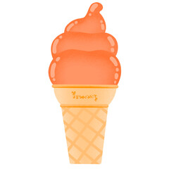 Orange Soft Ice Cream Cartoon illustration Orange Ice Cream Sticker