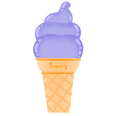 Blueberry Soft Ice Cream Cartoon illustration Blueberry Ice Cream Sticker