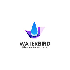 Vector Logo Illustration Water Bird Gradient Colorful Style