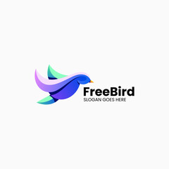Vector Logo Illustration Free Bird Gradient Colorful Style