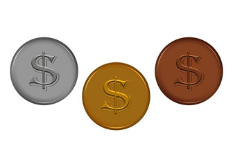 set coin Dollar currency 3D