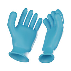 Pair of Blue Surgical Gloves 3D Icon for Medical and Healthcare Projects. 3D render illustration.