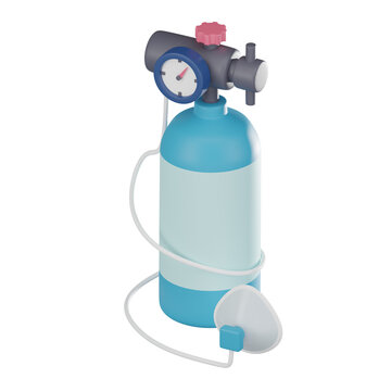 Medical Oxygen Tank 3D Icon for Medical and Healthcare Projects. 3D render