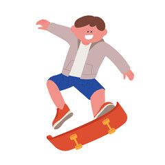 child jumping on the skateboard