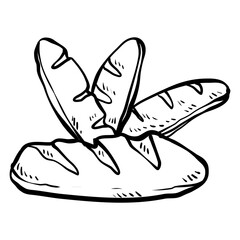 french bread handdrawn