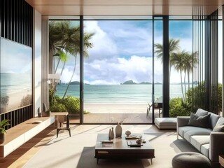 modern living room with light blue sofa couch, luxury interior, animated virtual backgrounds, stream overlay loop, vtuber asset twitch zoom OBS screen