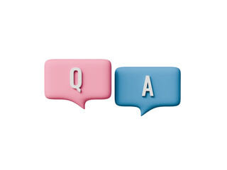 Message operators help chat contact on pink purple background. ask QA answer solution information, support consultant talk concept. question mark. for graphic element. 3d render illustration.