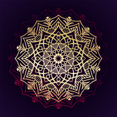 Golden mandala pattern of abstract lines. Laser cutting of a pattern in a circle. Vector ornament.