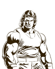 Old School Boxing Art in Expressive Ink Style