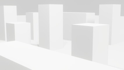 Abstract 3d render white building city cube block illustration