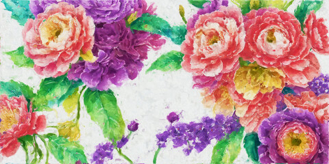 Beautiful elegant oil painting floral illustration