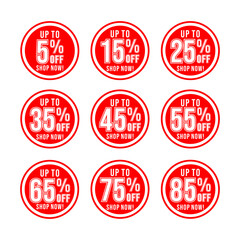 Sale set product emblem with percentage sell-off