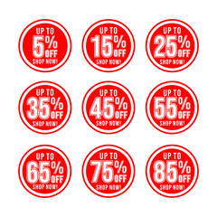 Sale set product emblem with percentage sell-off