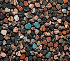 colorful pebbles on the ground as a background, texture